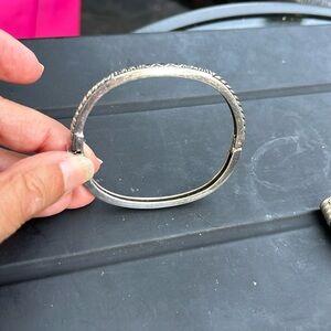 Sterling Silver Bangle Bracelet with Gem Stones